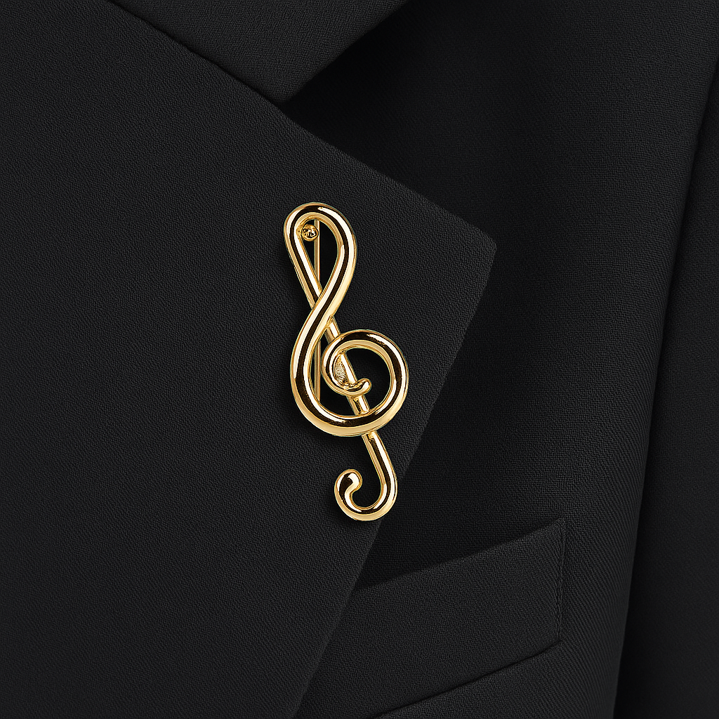 Brož HOUSLOVÝ KLÍČ zlatý2